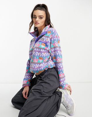 Columbia Helvetia cropped half snap fleece in purple print-Multi
