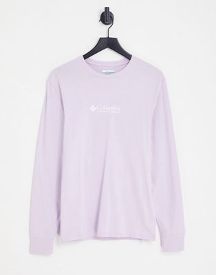 Columbia Hopedale back print long sleeve T-shirt in lilac Exclusive to ASOS-Purple