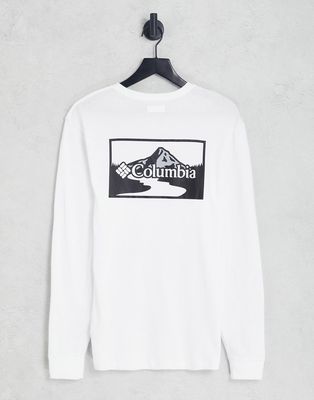 Columbia Hopedale back print long sleeve t-shirt in white Exclusive at ASOS