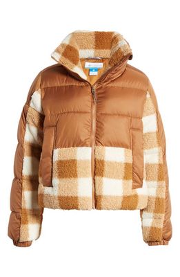 Columbia Leadbetter Point High Pile Fleece Hybrid Jacket in Camel Brown/Camel Brown Check