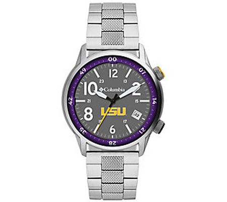 Columbia Men's LSU Stainless Steel Bracelet Wat ch