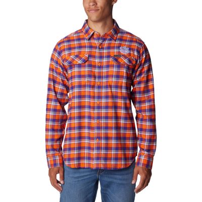 Columbia Orange Clemson Tigers Flare Gun Flannel Long Sleeve Shirt