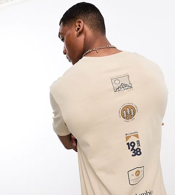 Columbia Skyline Cruise back print t-shirt in beige Exclusive to ASOS-Neutral