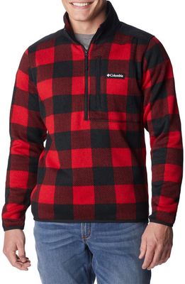 Columbia Sweater Weather Half Zip Fleece Pullover in Mountain Red Check Print