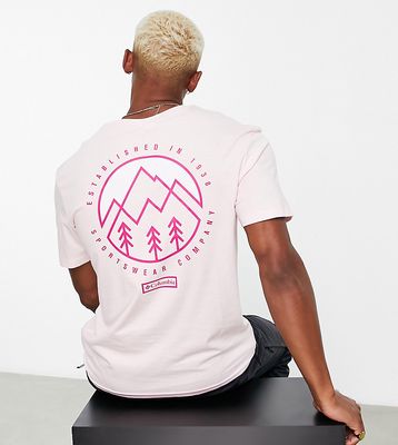 Columbia Tillamook Way II back print t-shirt in pink Exclusive at ASOS