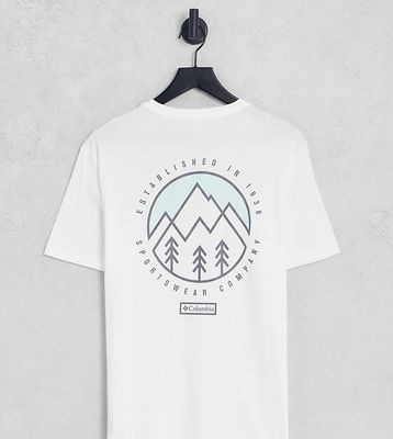 Columbia Tillamook Way II back print T-shirt in white/green - Exclusive to ASOS