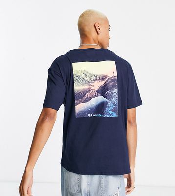 Columbia Westhoff back print t-shirt in navy Exclusive at ASOS