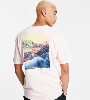Columbia Westhoff back print t-shirt in pink Exclusive at ASOS-Navy