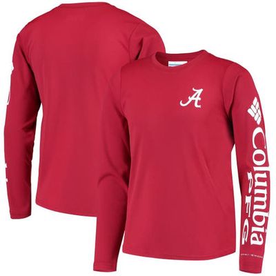 Columbia Youth Crimson Alabama Crimson Tide PFG Terminal Tackle Long Sleeve Omni-Shade T-Shirt