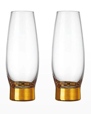 Column Gold 8 oz. Flute Glasses, Set of 2