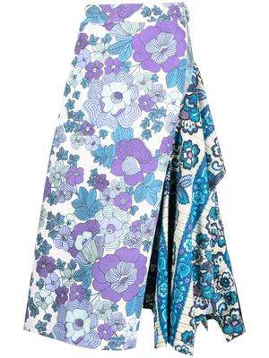 colville asymmetric floral-print midi skirt - Blue