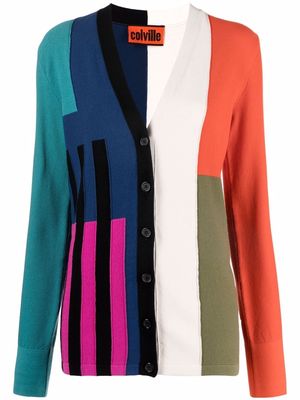 colville colour-block fine-knit cardigan - Black
