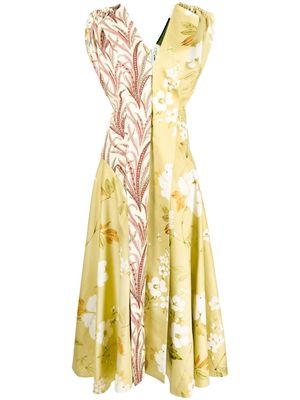 colville Expressionist upcycled floral-print dress - Yellow