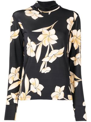 colville floral-print high neck top - Black