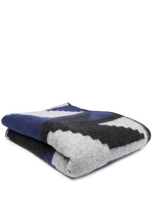 colville geometric-print virgin wool-blend scarf - Blue