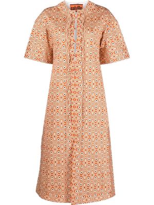 colville patterned lace-up midi dress - Orange