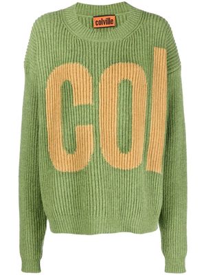 colville ribbed intarsia-knit logo jumper - Green
