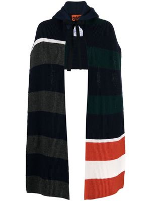 colville stripe-pattern wool scarf hoodie - Blue