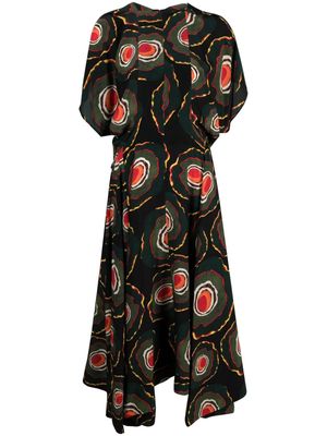 colville swirl-print silk dress - Black