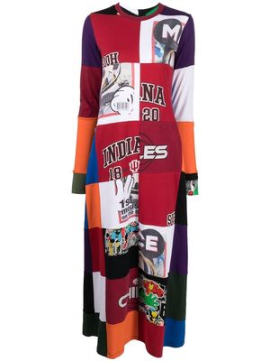 colville upcycled patchwork long dress - Red