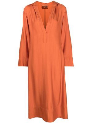 colville V-neck hooded dress - Orange