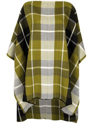 colville Window Pane patterned poncho - OLIVE / BEIGE