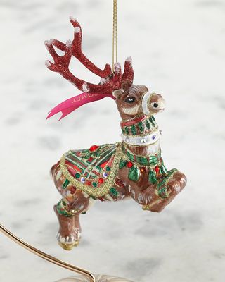 Comet Reindeer Glass Ornament