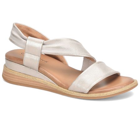 Comfortiva Leather Asymmetrical Slingback Wedge - Marcy