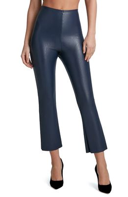 Commando Faux Leather Crop Flare Leggings in Navy