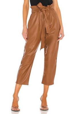 Commando Faux Leather Paperbag Pant in Brown