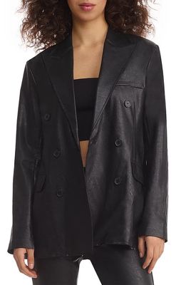 Commando Oversize Double Breasted Faux Leather Blazer in Black