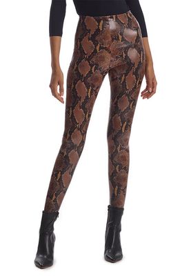 Commando Reptile Embossed Faux Leather Leggings in Tawny Python