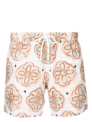 COMMAS floral-print drawstring swim shorts - Neutrals