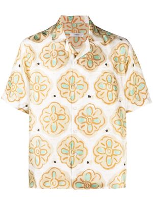COMMAS flower-print short-sleeve silk shirt - Neutrals