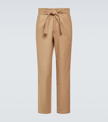 Commas High-rise linen and cotton straight pants