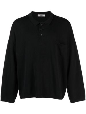 COMMAS pocket long-sleeved polo shirt - Black