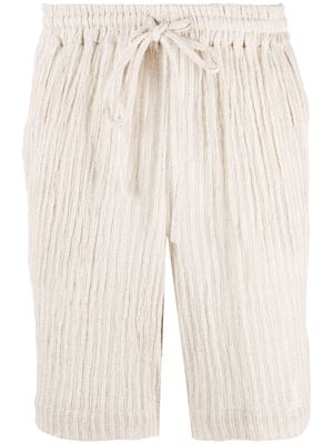 COMMAS striped linen-cotton blend shorts - Neutrals