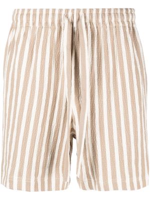 COMMAS striped seersucker track shorts - Neutrals