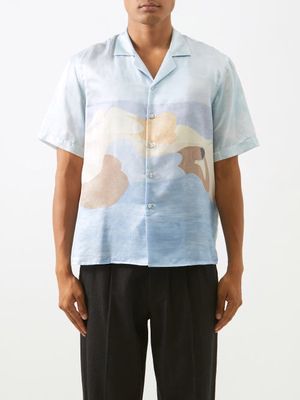 Commas - Sunbathers-print Silk-blend Shirt - Mens - Multi