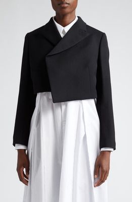 Comme des Garçons Comme des Garçons Asymmetric Crop Wool Gabardine Jacket in Black