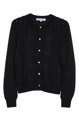 Comme des Garçons Comme des Garçons Check Jacquard Wool Blend Cardigan in Black