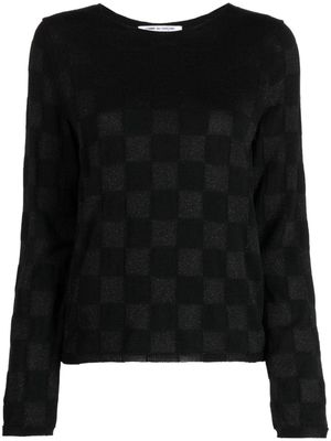Comme Des Garçons Comme Des Garçons checked long-sleeved knitted top - Black