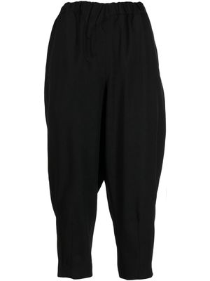 Comme Des Garçons Comme Des Garçons elasticated-waistband cropped wool trousers - Black