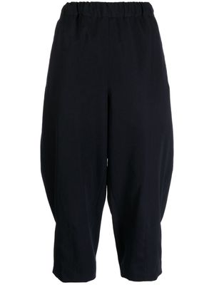 Comme Des Garçons Comme Des Garçons elasticated-waistband cropped wool trousers - Blue