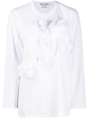 Comme Des Garçons Comme Des Garçons floral-appliqué long-sleeve T-shirt - White