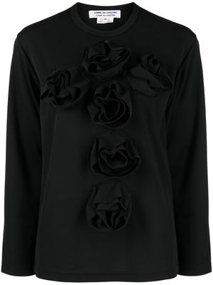Comme Des Garçons Comme Des Garçons floral-appliqué piqué sweatshirt - Black