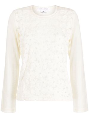 Comme Des Garçons Comme Des Garçons floral-detail long-sleeve top - White