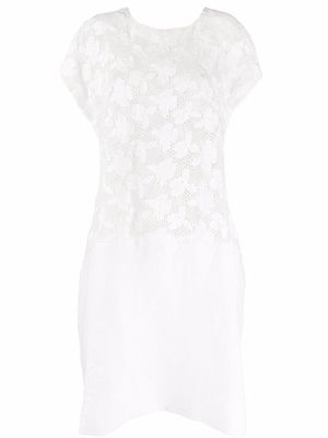 Comme Des Garçons Comme Des Garçons floral-embroidered mesh T-shirt dress - White