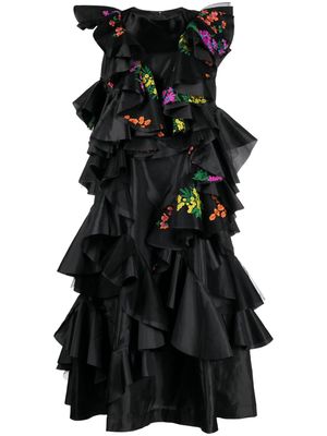 Comme Des Garçons Comme Des Garçons floral-embroidery ruffled dress - Black