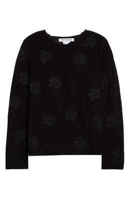 Comme des Garçons Comme des Garçons Floral Intarsia Metallic Crewneck Sweater in Black